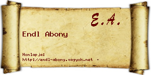 Endl Abony névjegykártya
